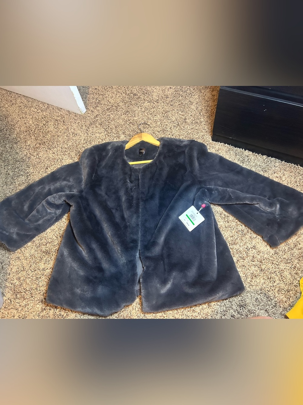 Rafaella Plush Faux Fur Open-Front Jacket
